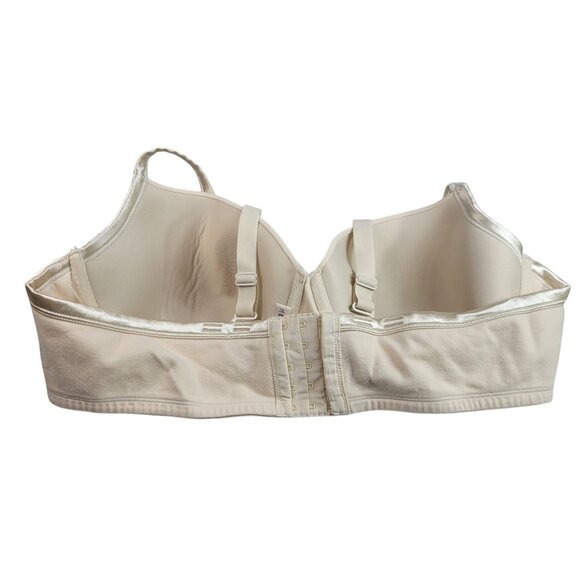 Cacique Plunge T Shirt Bra Tan 46D Seamless Adj Strap Satin Straps Lightly Lined - Picture 5 of 9